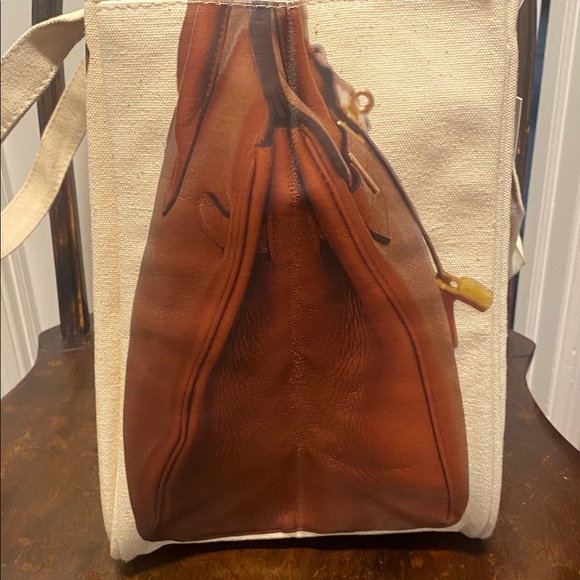 Great Canvas Tote Bag With Birkin Decals NWT - Picture 4 of 7